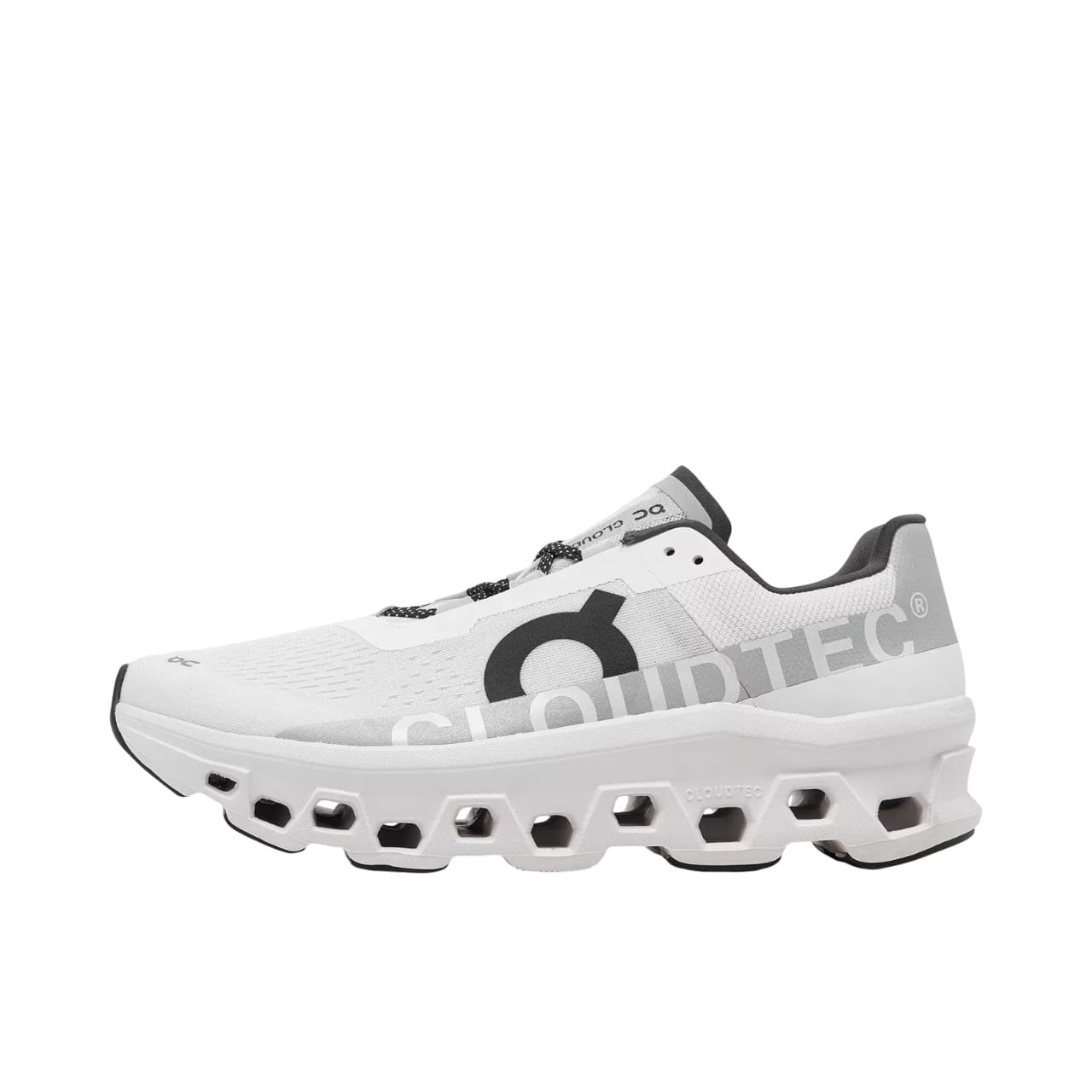נעלי און קלאוד | On Cloudmonster Running Shoes White/Black