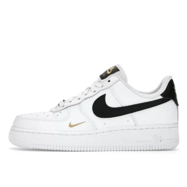 נעלי נייק | Nike Air Force 1 Low ’07 Essential White Black Gold Mini Swoosh