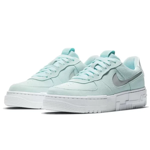 Air force 1 pixel mint green suede 600x600