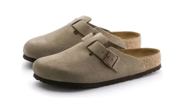 Birkenstock boston soft footbed suede taupe 1 600x340