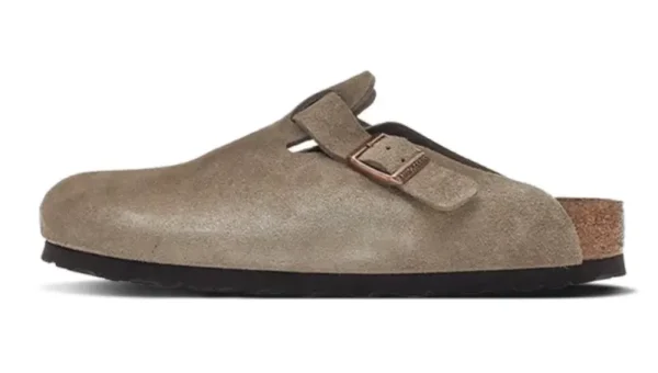 כפכפי בירקנשטוק | Birkenstock Boston Soft Footbed Suede Taupe (Narrow Fit)
