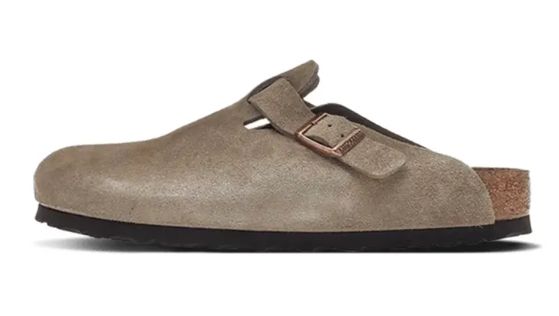 כפכפי בירקנשטוק | Birkenstock Boston Soft Footbed Suede Taupe (Narrow Fit)