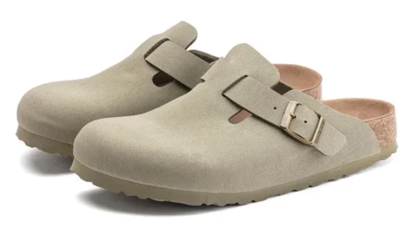 Birkenstock boston vegan birkibuc khaki 1 600x341